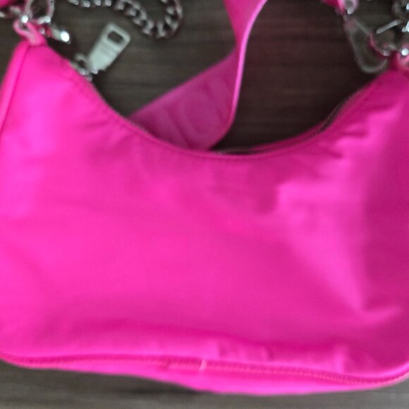 Steve Madden NEON Pink Shoulder Strap Handbag Chain Strap Pouch Attachable - Picture 8 of 9